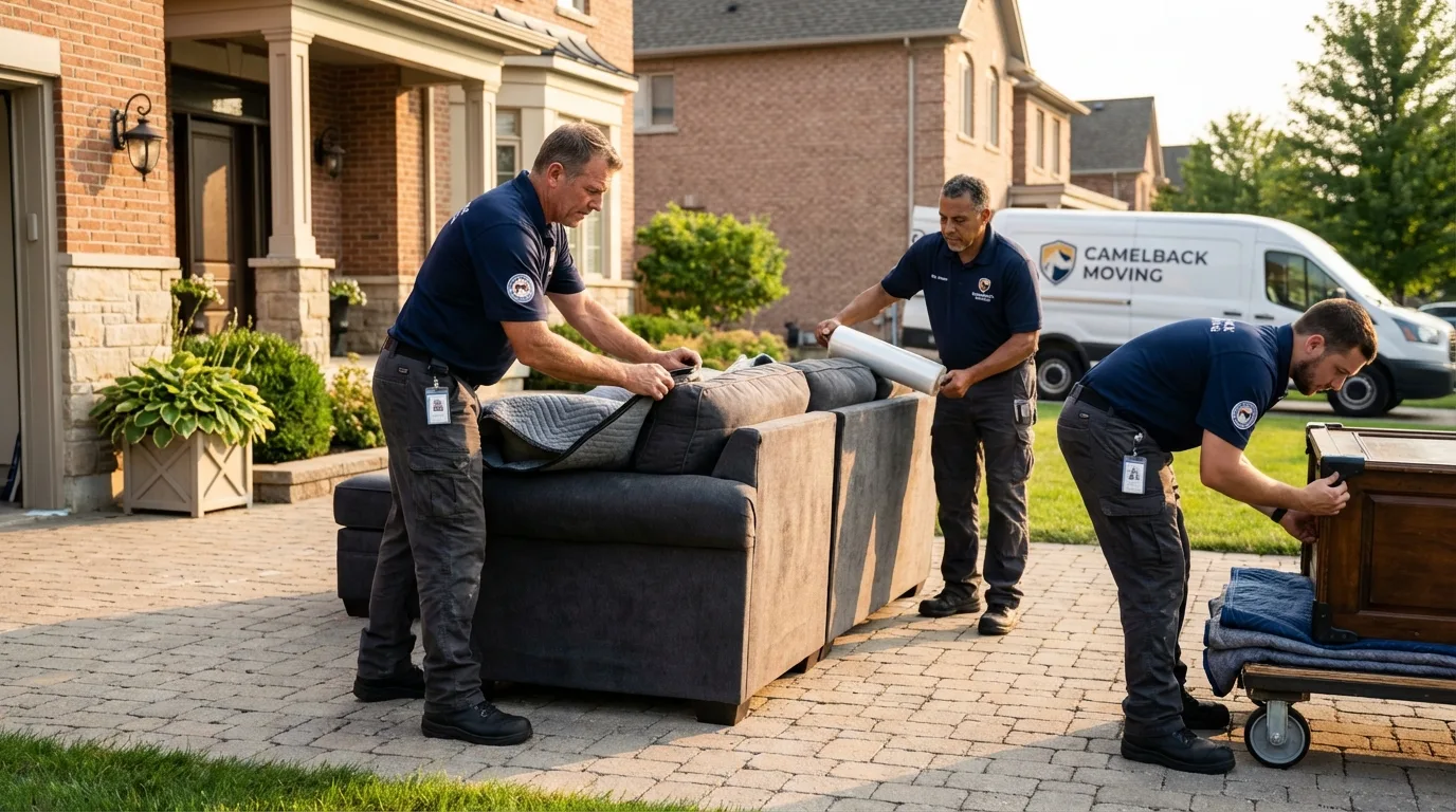 Large estate moving crew wrapping furniture in Appleton, WI