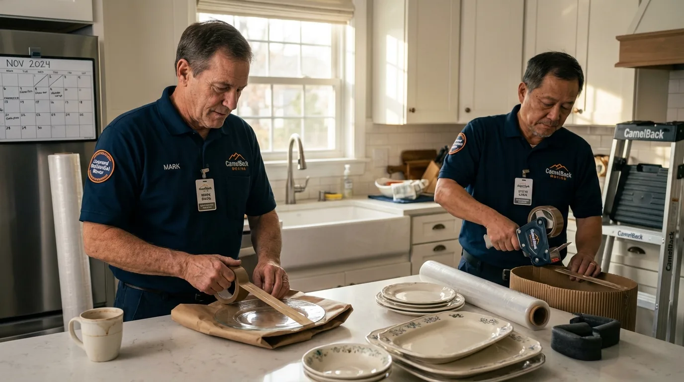 Professional crew packing kitchen dishware in Appleton, WI
